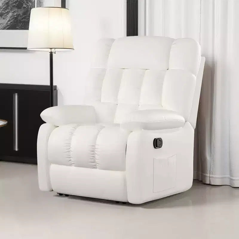 MAYEERTY Ergonomic Recliner Chair 110-160x Adjustable Recline Footrest Side Pocket for Living Room Beige