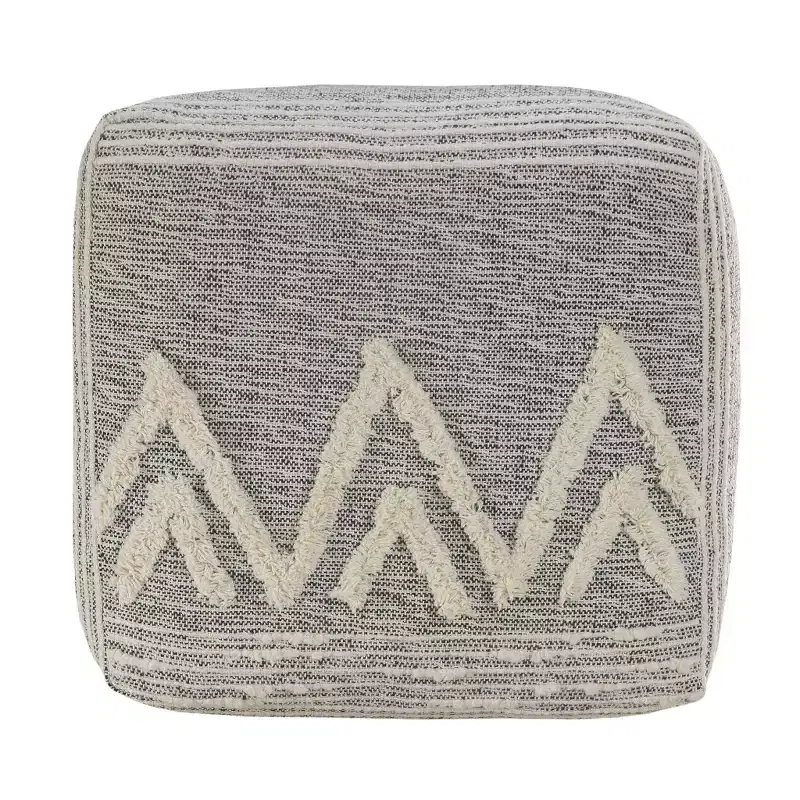 HomeRoots 16 Gray Fabric Pouf Ottoman