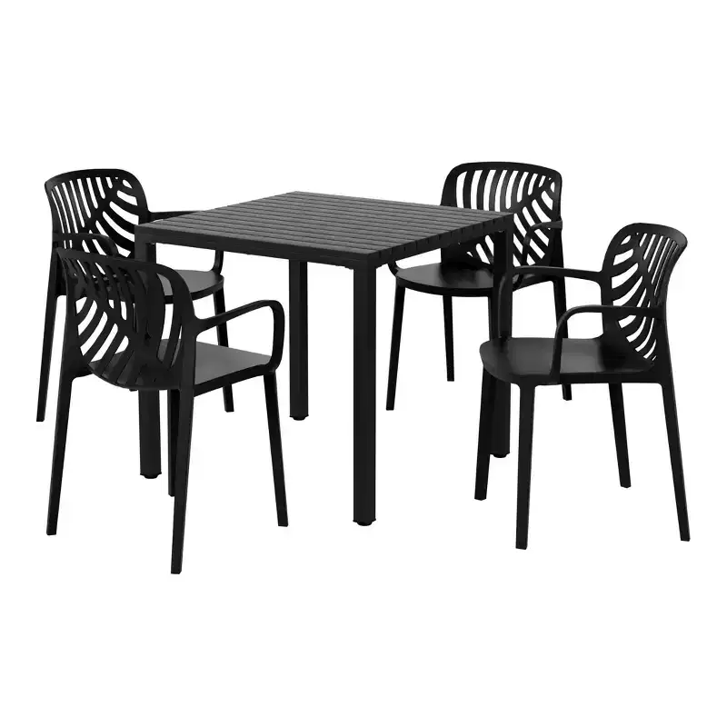 WestinTrends Playa 5-Piece Outdoor Square Dining Table Patio Set with Stackable Patio Dining Chairs