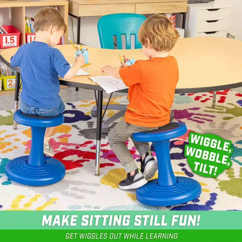 Kids Wobble Sensory Stool, 360° Active Seating for ADHD & Fidgety Kids, Padded Foam Seat, Non-Slip Base, 14