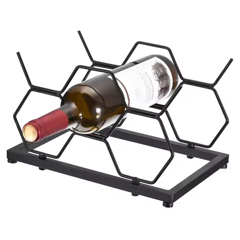 Countertop Freestanding Geometric Space Saving Wine Rack, 5-Bottle, Iron