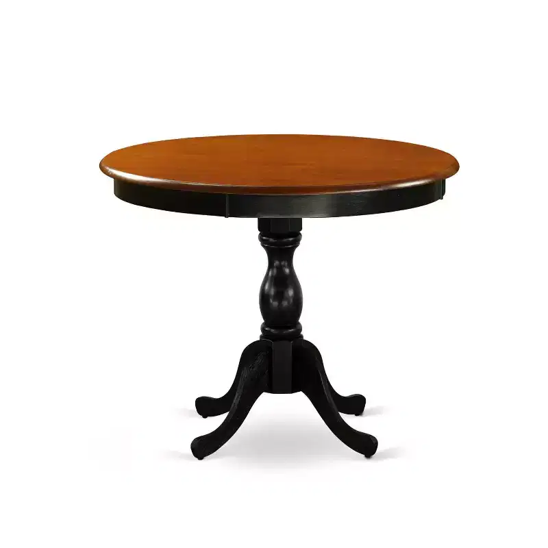 HomeStock 5-Piece Round Black and Cherry Finish Solid Wood Top Dining table with 4 Chairs