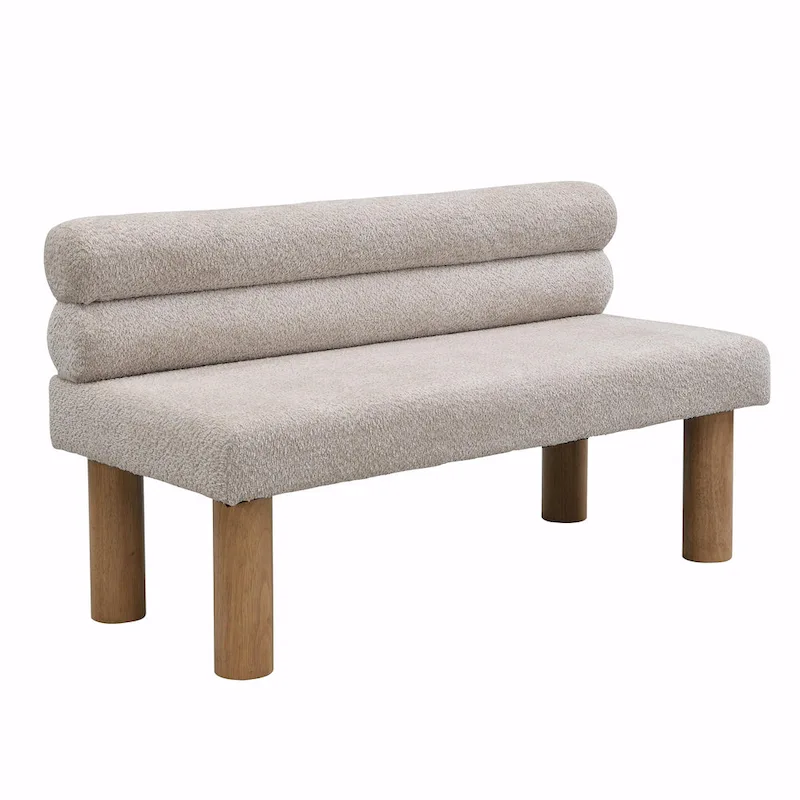 Upholstered Dining Bench with Solid Wood Legs