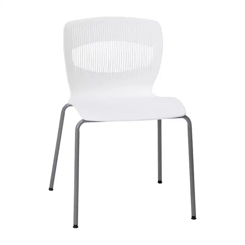 Emma and Oliver Heavy Duty 770 lb. Capacity Ergonomic Polypropylene Stack Chair with Lumbar Support and Steel Frame