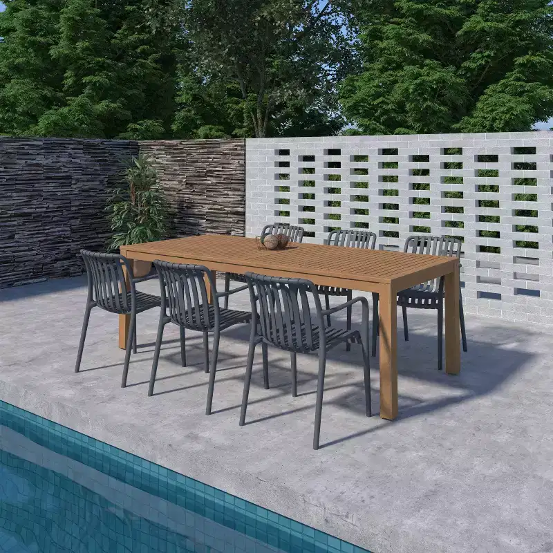 Amazonia Beijo 7pc Rectangular Outdoor Patio Dining Set Gray