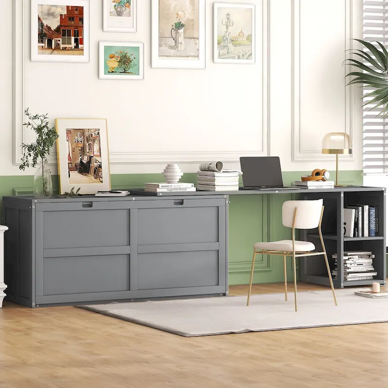 Queen Size Murphy Bed with Rotable Desk