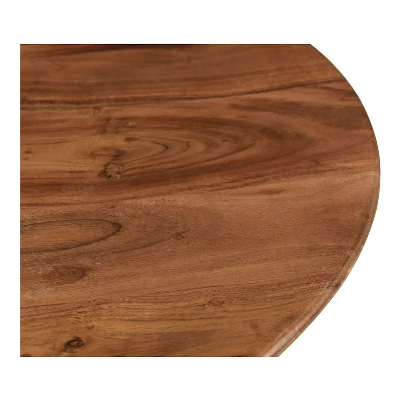 Black / Natural, Modern Round Pedestal Coffee Table for 1 – Solid Wood, 30W x 30D x 14H
