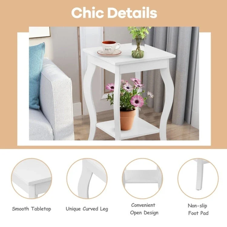 Set of 2 Accent Side Tables with Shelf - 16 x 16 x 24 (L x W x H)