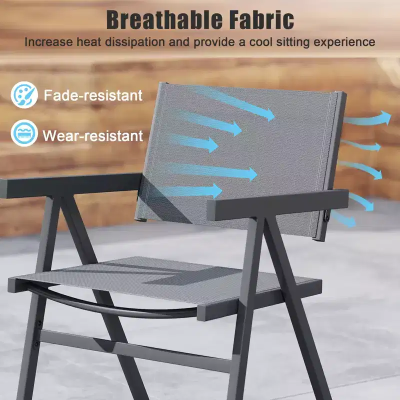 Costway Patio Chairs Set of 2/4 w/Breathable Fabric Seat & Tilt Backrest Comfy Armrest