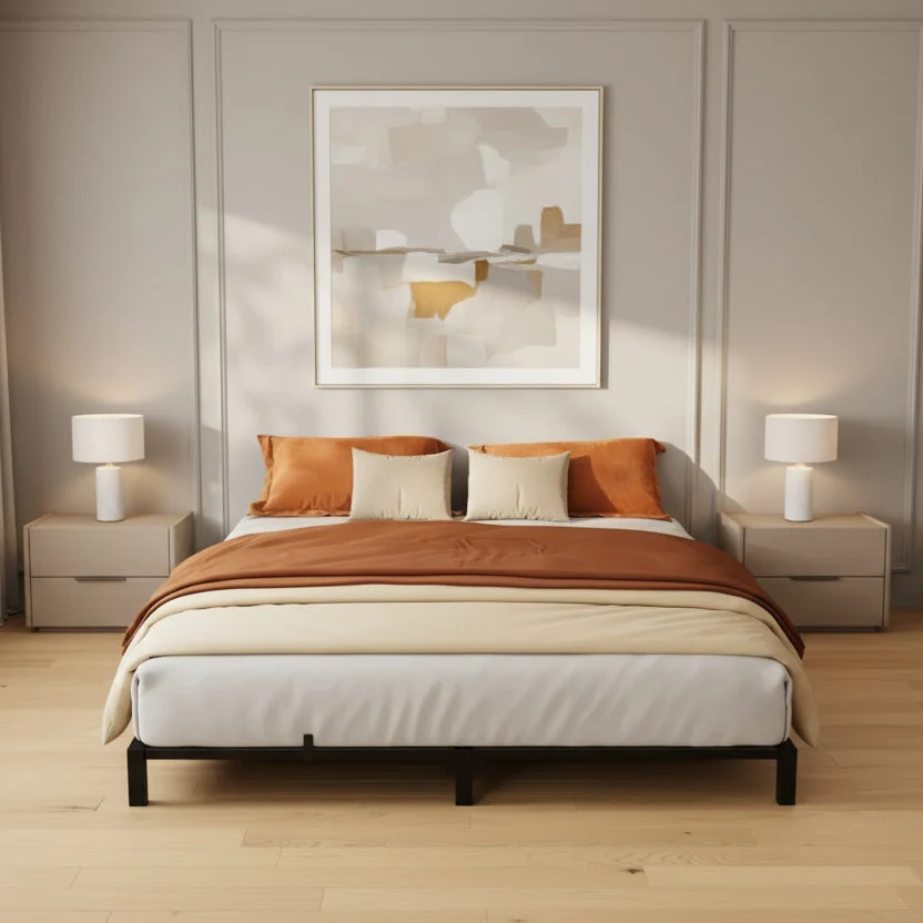 8 Inch King Size Metal Bed Frame, Low Profile Platform with Sturdy Mattress Foundation, Noise Free Easy Assembly, No Box Spring Needed