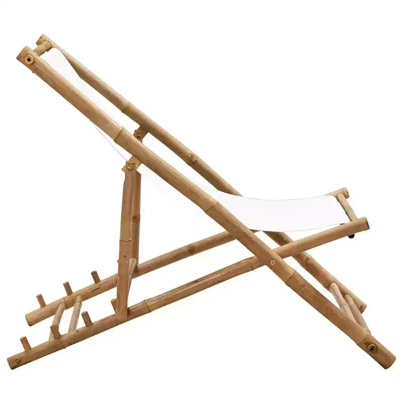 vidaXL Sun Lounger Bamboo Medium Collapsible Folding Sun Lounger