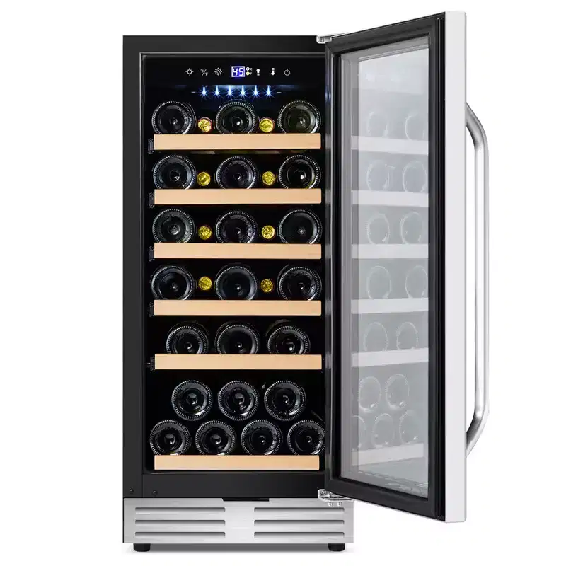Tylza Compact 15-Inch Wine Cellar - 30 Bottle Under-Counter Cooler with Constant Temperature Tech, 3.6 Cu.Ft