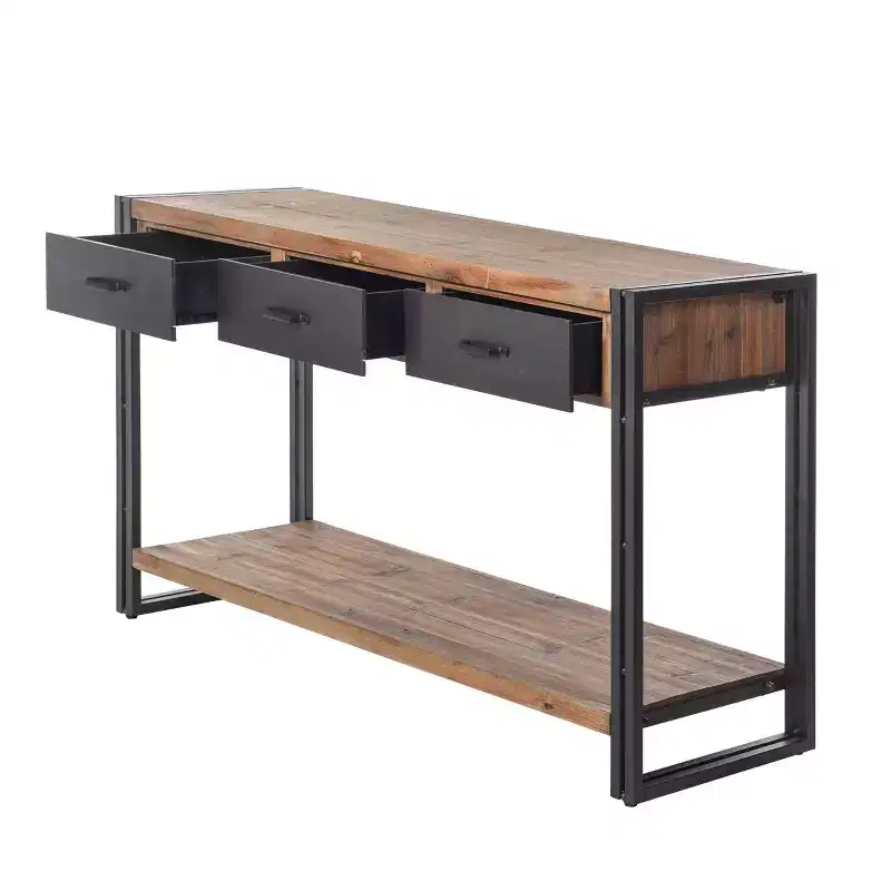 Calvin Console Table with Metal Frame Natural/Black - StyleCraft