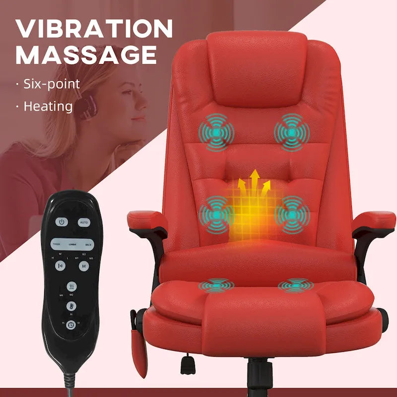 High Back Vibration Massage Office Chair with 6 Vibration Points, Beige