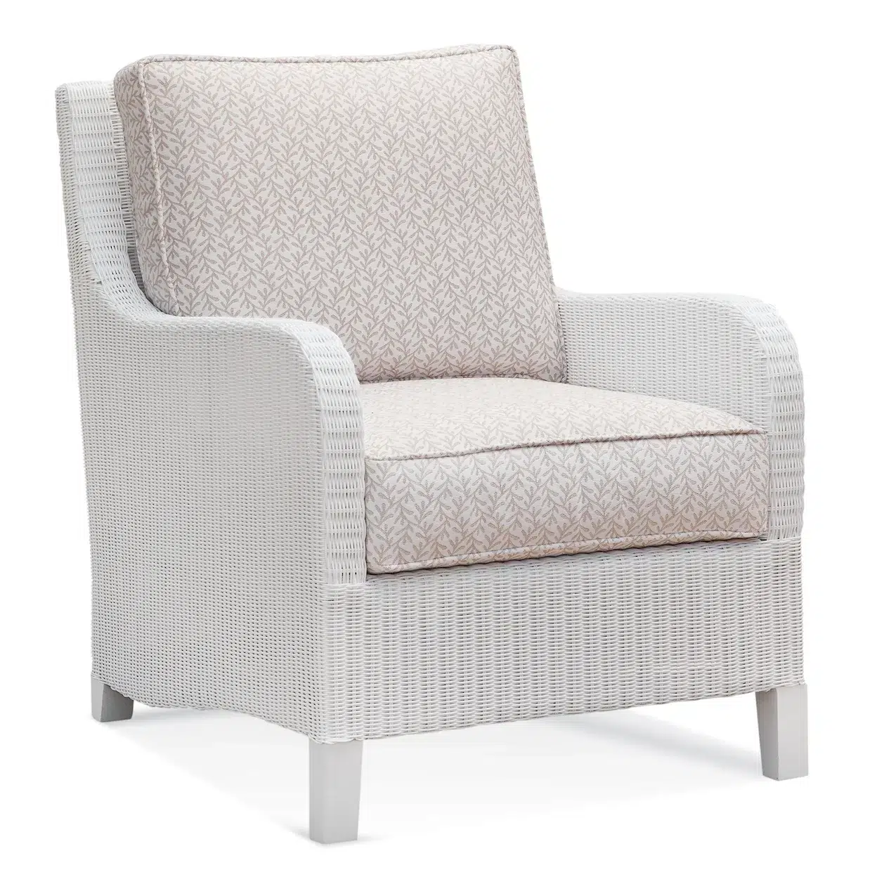 White Wicker Outdoor Lounge Chair with Cushion Patio Rattan Armchair