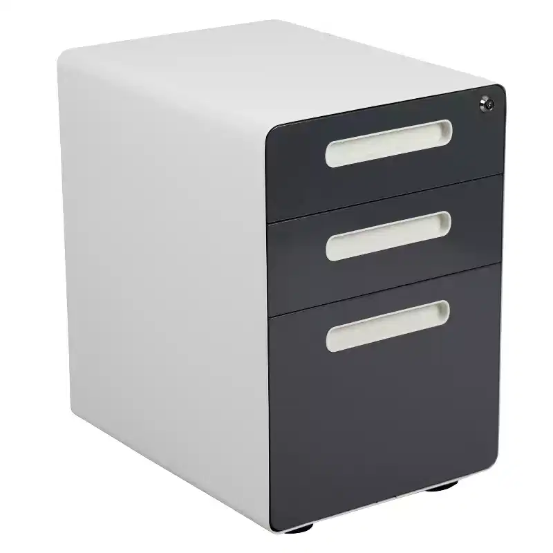Flash Furniture Ergonomic 3-Drawer Mobile Locking Filing Cabinet with Anti-Tilt Mechanism and Hanging Drawer for Legal & Letter Files
