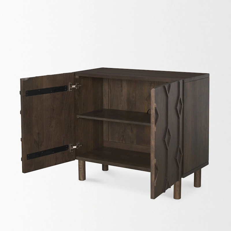 Heera Dark Brown Diamond Motif w/ Shelf Accent Cabinet - 36.0L x 16.3W x 32.0H