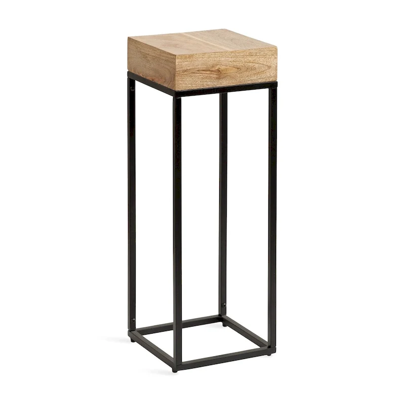Wood and Metal Drink Table - 8x8x23