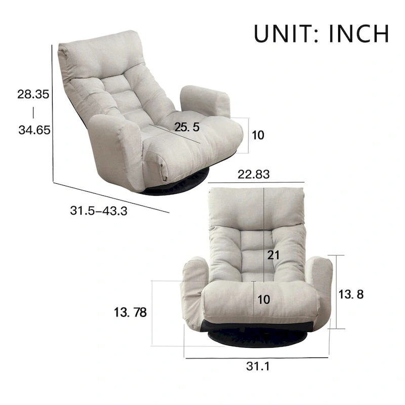 Gray adjustable head and waist lounge chair recliners