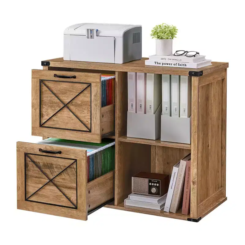 VASAGLE Lateral File Cabinet, Filing Cabinet with 2 Drawers, Printer Stand, 2 Open Compartments