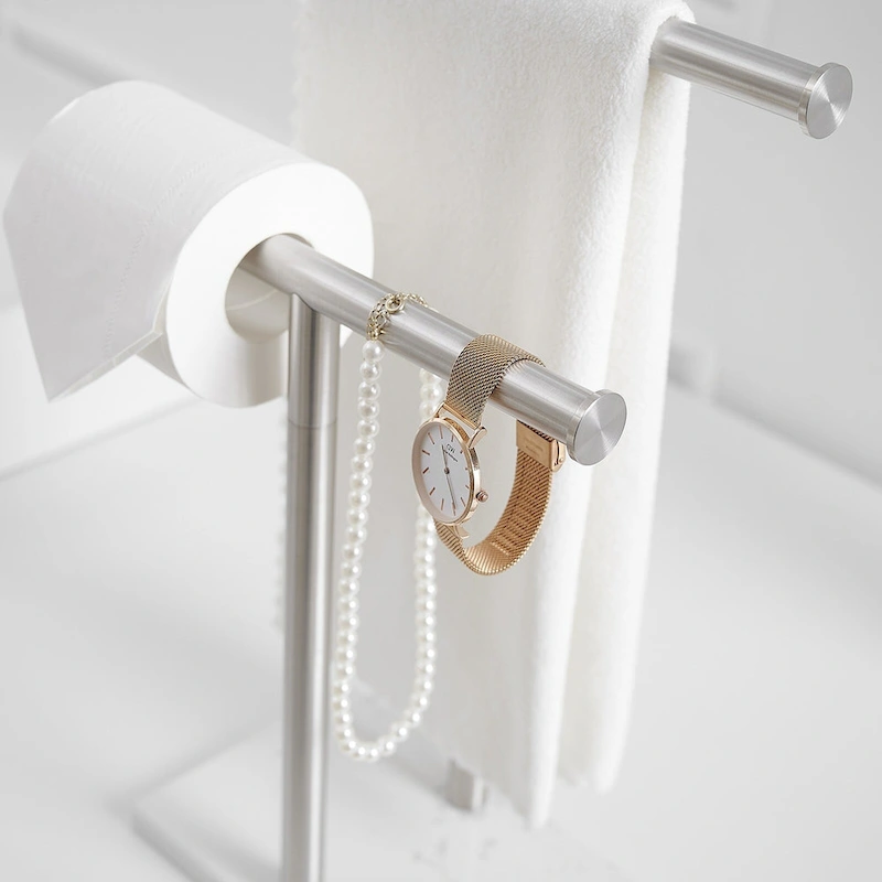 2-Tier Towel Rack Countertop Free Standing with Natural Marble Base