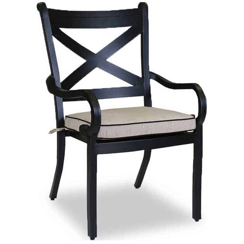 Outdoor Dining Arm Chair with Cushion Old-World Bronze Aluminum