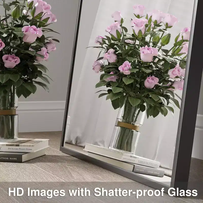 Aluminum Alloy Thin Edge Right Angle Rectangle Black Full Length Mirror 130x80x2cm (Without Bracket)