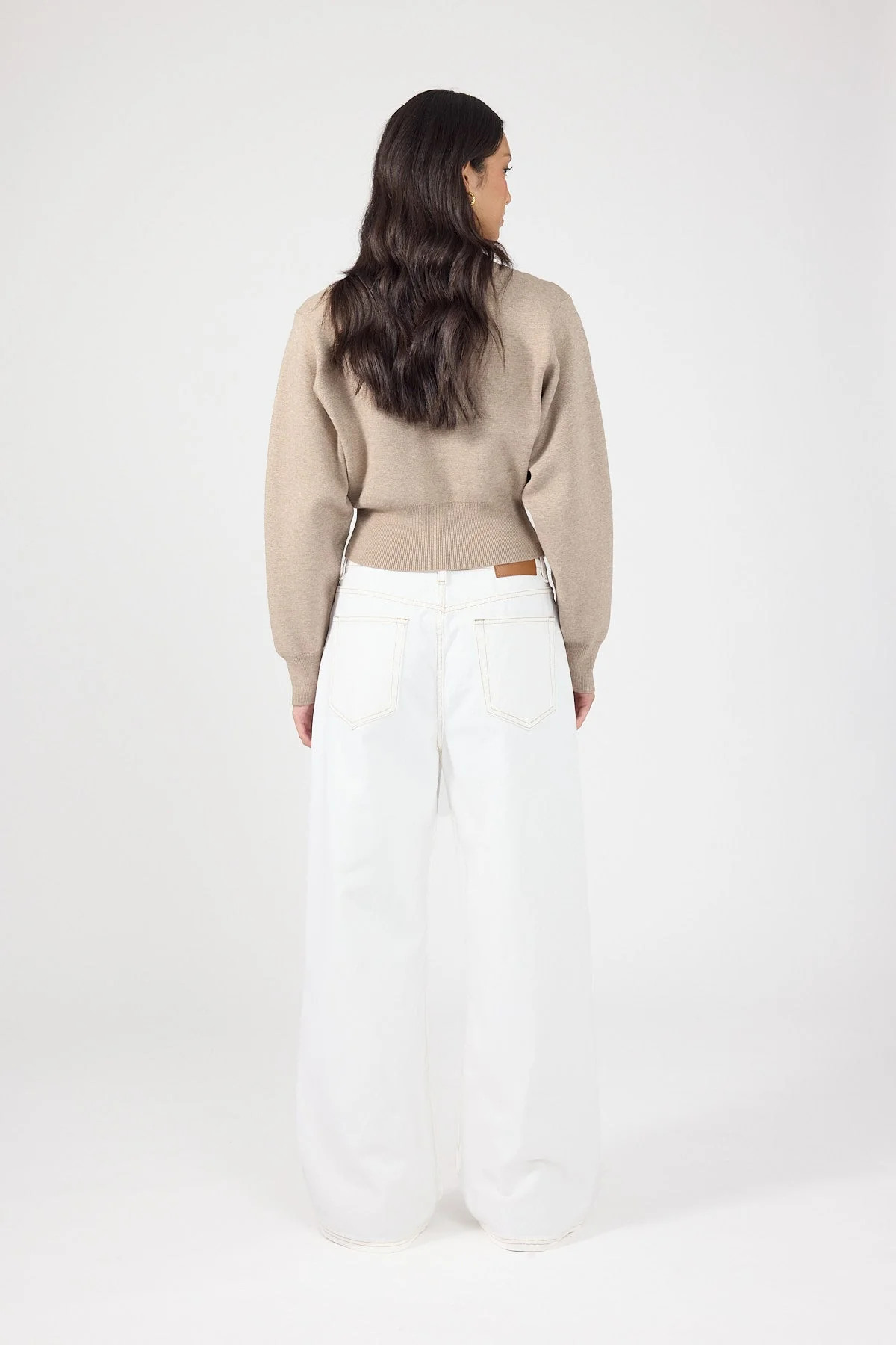 Crew Neck Knit Jumper Taupe