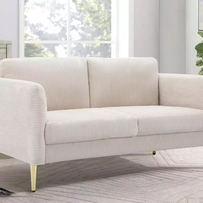 Whisen 60.63 Wide Modern Corduroy Loveseat, Plush Upholstered Cushions, Solid Wood Frame