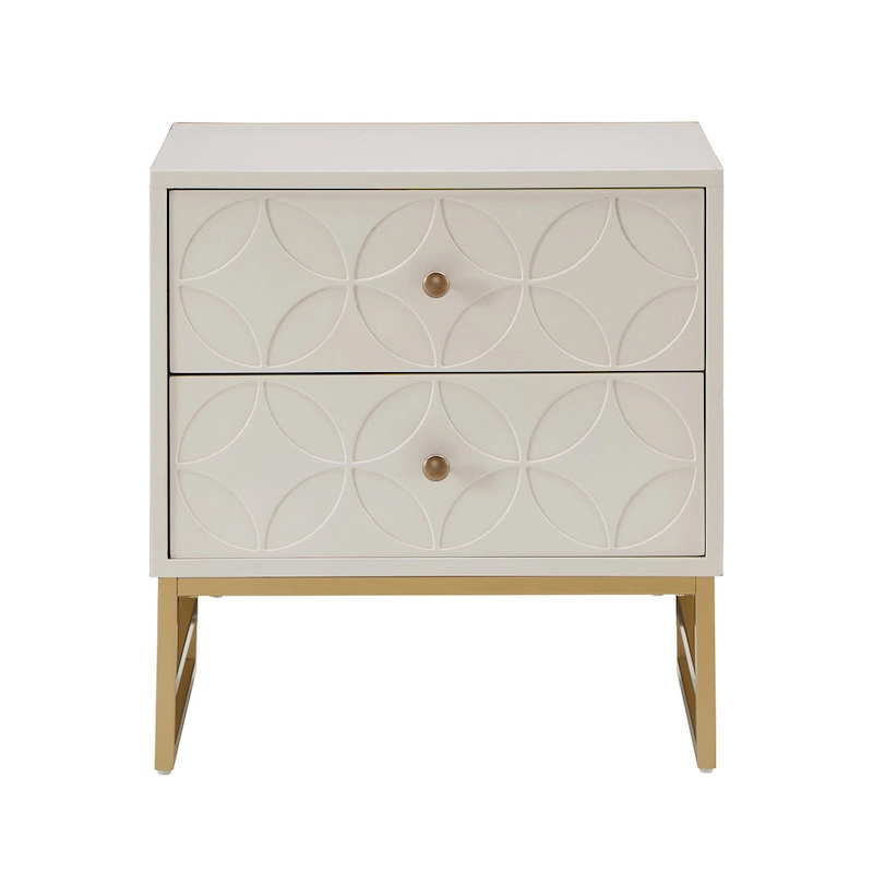 Luna Arched Diamond 2- Drawer Gold Metal End Table by iNSPIRE Q Bold
