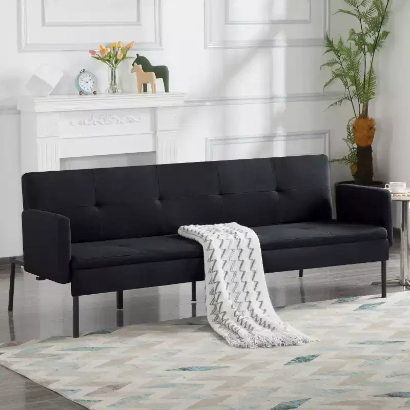 MAYEERTY 74.8 Convertible Futon Sofa Bed with 5-Position Adjustable Backrest