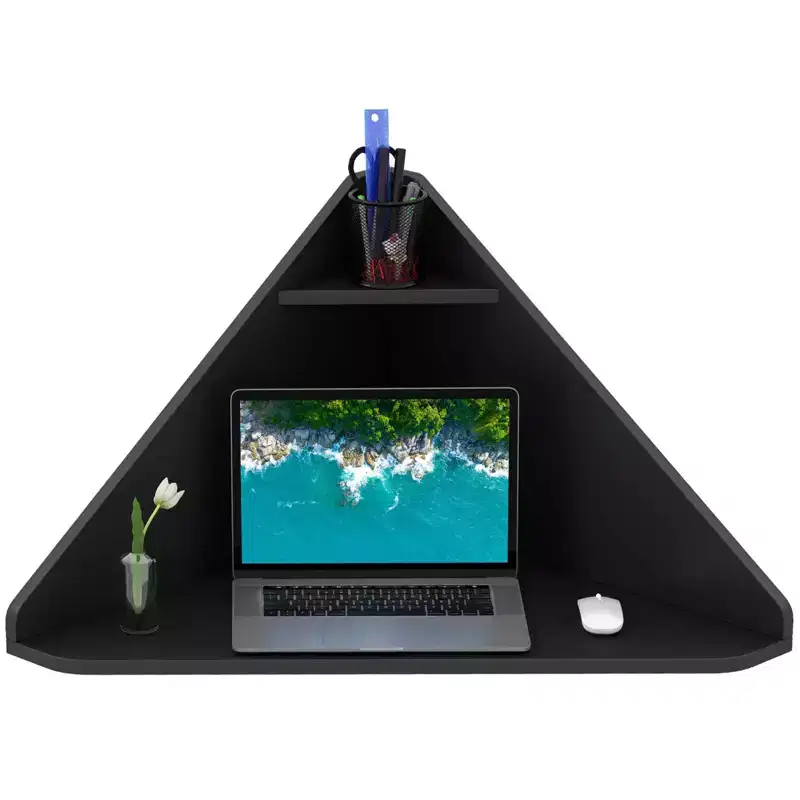 Costway Floating Corner Computer Desk Wall-mounted Study Writing Desk with Storage Shelf White/Black