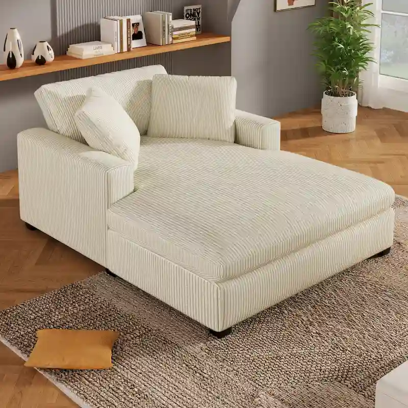 Beige 53.5 Chaise Lounge Chair