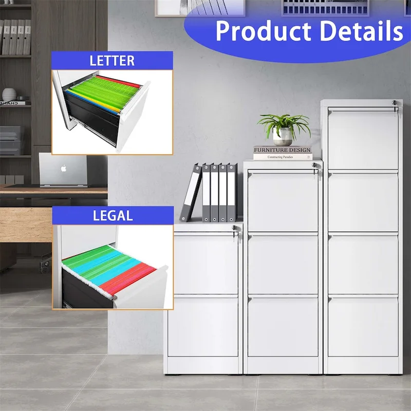 2 Drawer Vertical File Cabinet w/Lock Office Home Steel File Cabinet