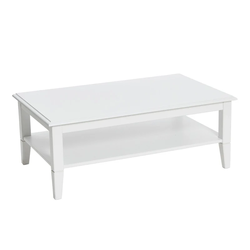 Coffee Table with Storage Shelf and Solid Wood Legs