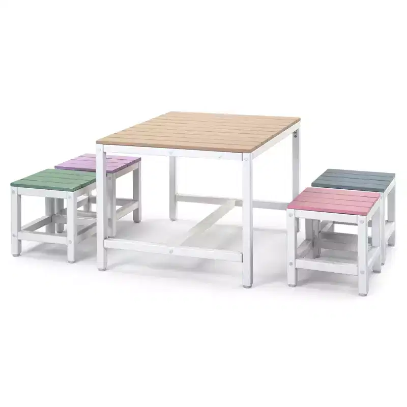 Karl Home 5-Piece Kids Solid Poplar Wood Kids Table Set Patio Table & Chair Set