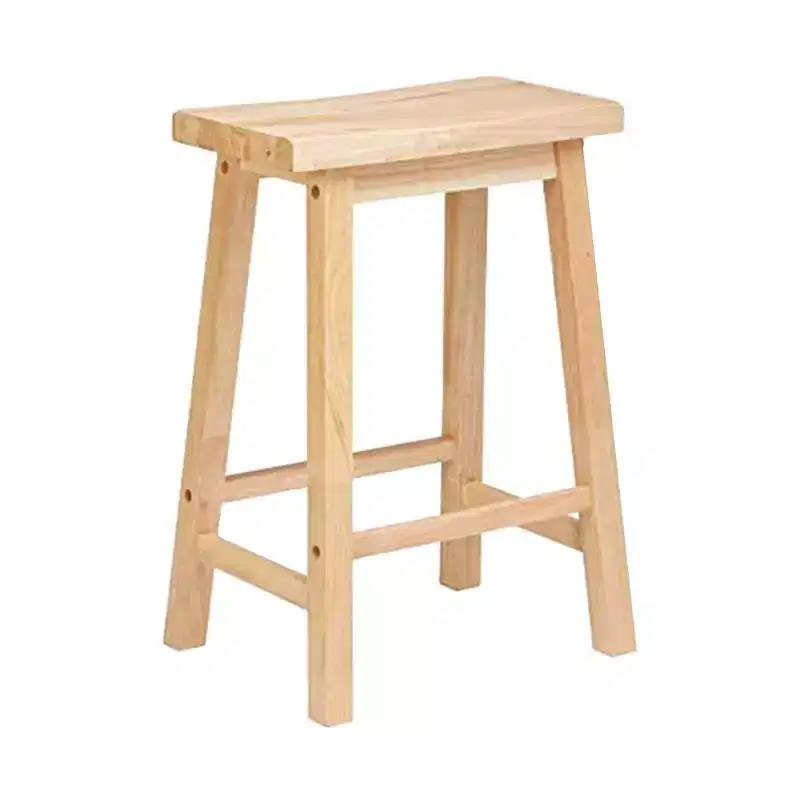 PJ Wood Classic Saddle-Seat 29 Tall Kitchen Counter Stool for Homes, Dining Spaces, and Bars w/Backless Seat, 4 Square Legs, Natural (5 Pack)