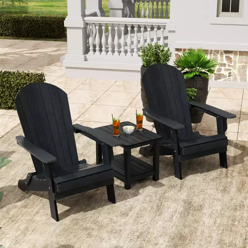 WestinTrends Tuscany HIPS -Outdoor Patio Folding Adirondack Conversation Set (3-Piece)