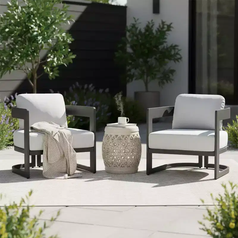Christopher Knight Home Jerin Modern Outdoor Aluminium Olefin Upholstered Club Chair with Cushion
