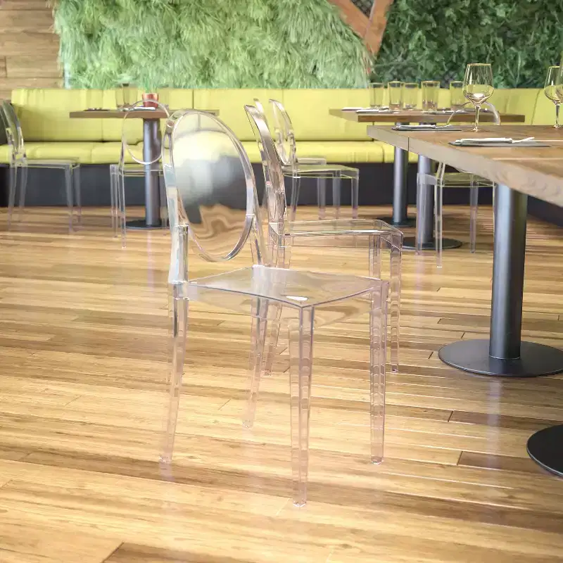 Flash Furniture Ghost Side Chair in Transparent Crystal
