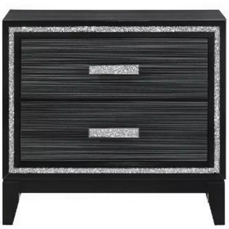 2-Drawer Nightstand with Shimmery Details – Modern Bedside Table, Black