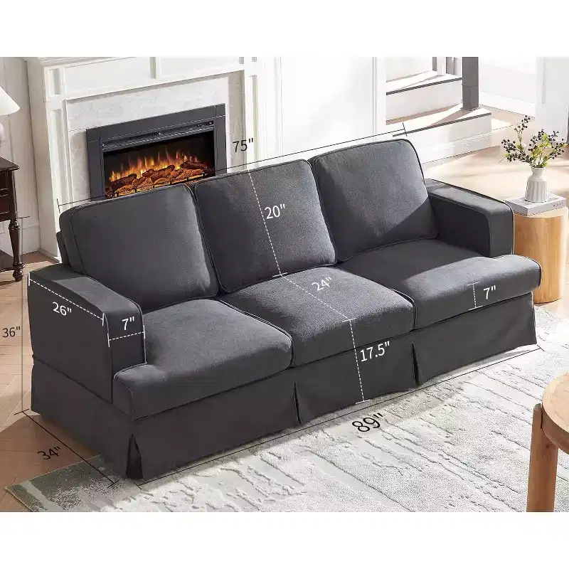 AMERLIFE Modern Slipcovered Sofa- Comfy Couch for Living Room