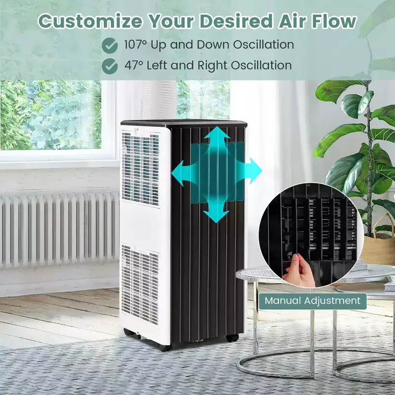 Costway 8000 BTU ASHRAE Portable Air Conditioner 3-in-1 AC Unit w/ Cool Dehum Fan Sleep Mode