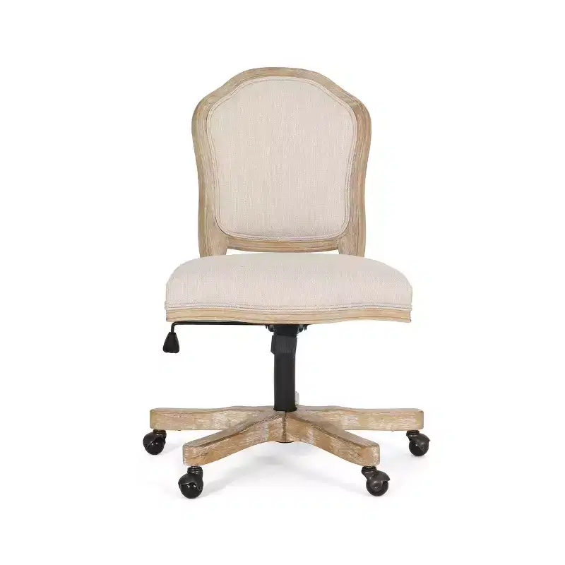 French Country Upholstered Swivel Office Chair