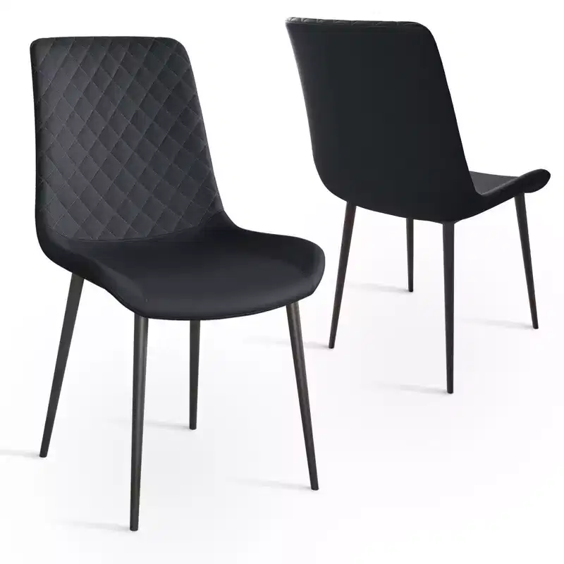 TUYOHW PU Leather Dining Chairs Set of 2/4 with Metal Legs,Waterproof Kitchen & Dining Room Chairs with Scratch-resistant Feet,300 lbs Capacity