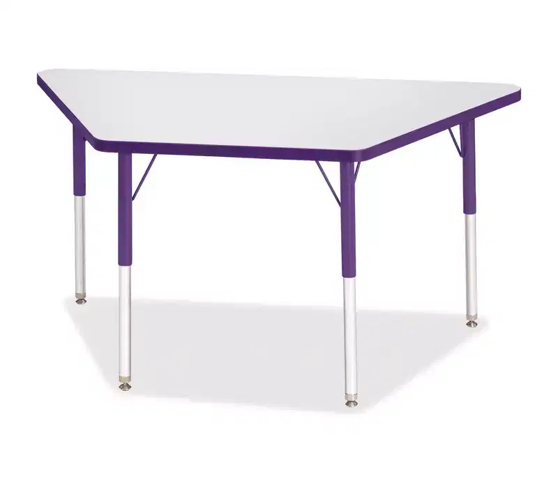 Jonti-Craft Berries Adult-Size Gray Laminate Trapezoid Table (24 x 48) in Purple