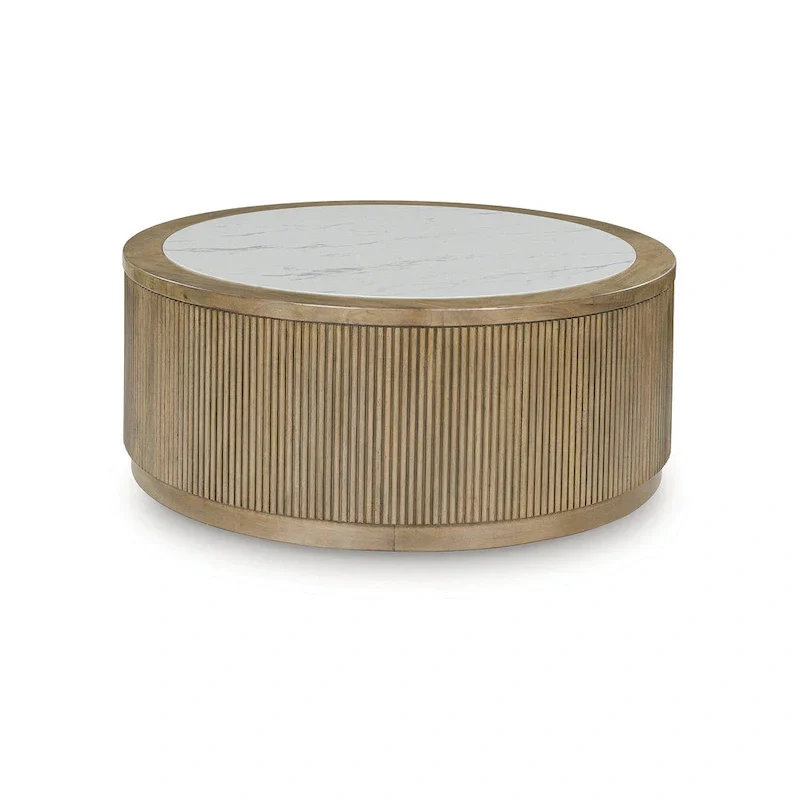 Signature Design by Ashley Camdill Light Brown/White Coffee Table - 42 W x 42 D x 17.5 H