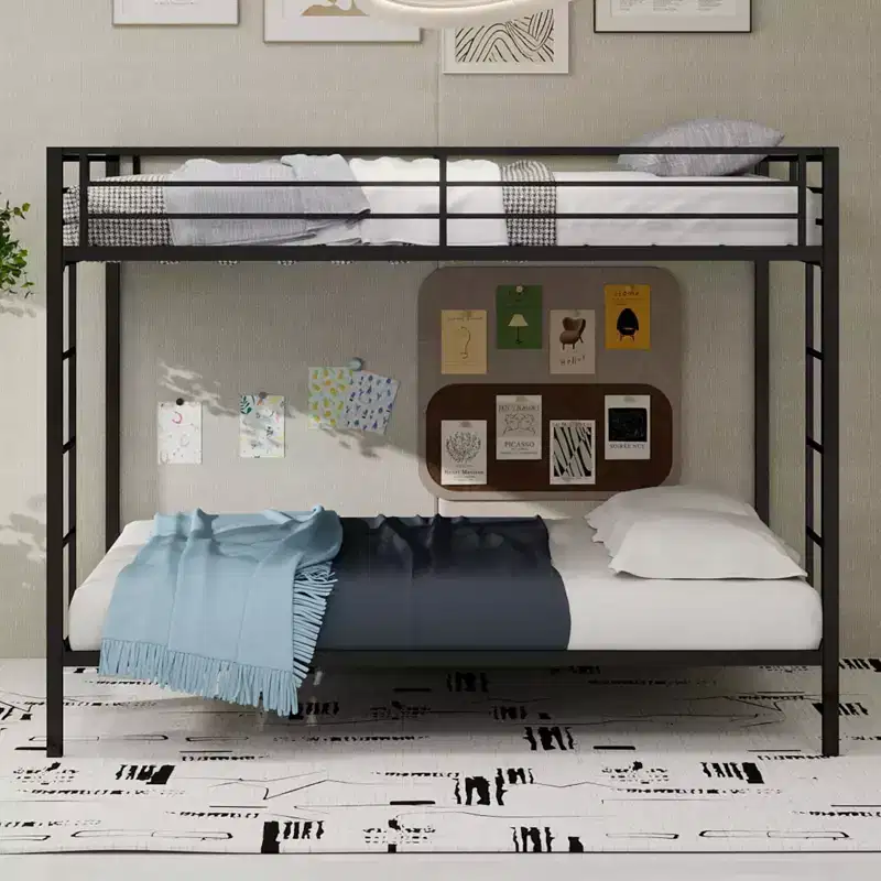 Queen/Full Robust Metal Bunk Bed with Ladders & Full-Length Guardrai,Contemporary Bed Frame for Bedroom,Apartments