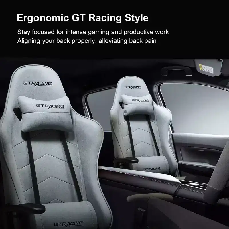 GTRACING Gaming Chair with Footres Ergonomic Recliner Office Chair with Lumbar Support Blue
