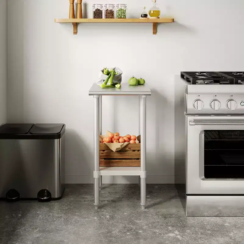 Flash Furniture Stainless Steel 18 Gauge Prep and Work Table with Undershelf - NSF Certified